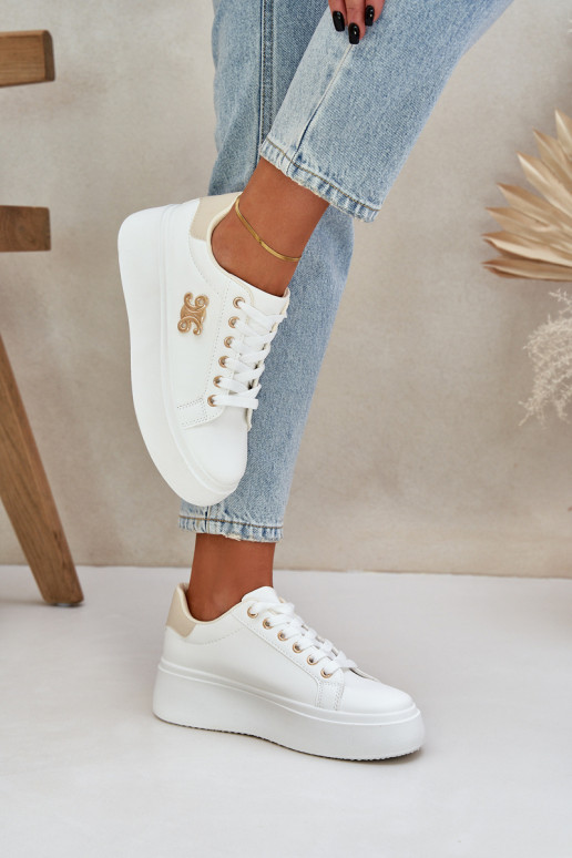 Women's Platform Sneakers White-Beige Temittes