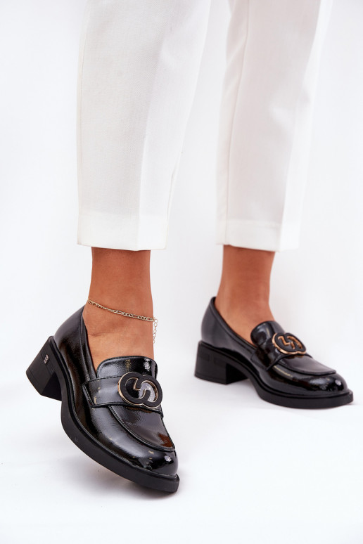 Lacquered Leather Moccasins On Heel Vinceza 18102 Black