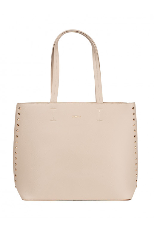 Big beige Handbag shopper with rivets