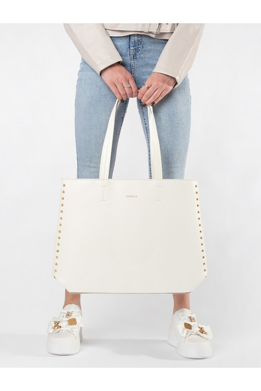 Big White Handbag shopper with rivets