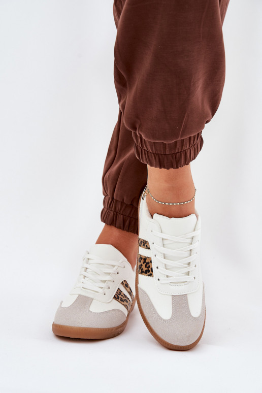 Low Women's Sneakers Made Of Eco Leather Leopard Print White Nonalorin