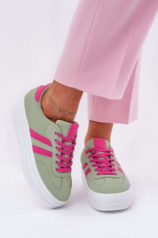 Stylish Women's Platform Sneakers Green Silavia