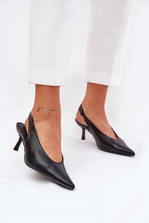 Lacquered High Heels With Open Heel Black Emmizola