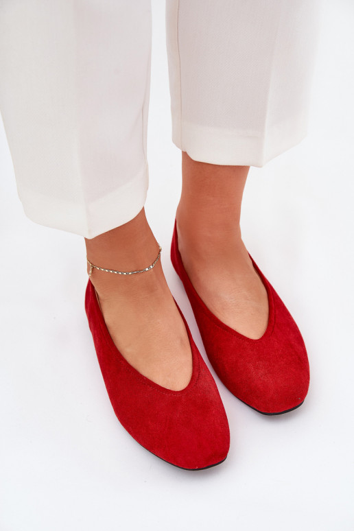 Classic Ballet Flats Made Of Eco Suede Red Osallin