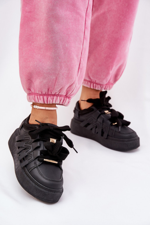 Eco Leather Sneakers On Platform Black Penolle