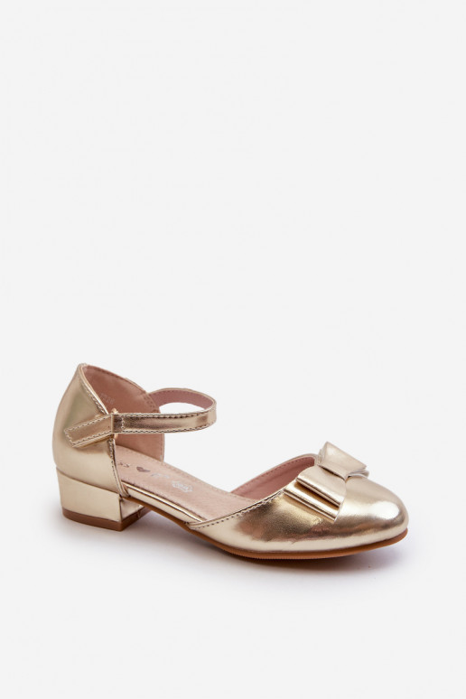 Girls' ballet flats with bow Gold Andarifa