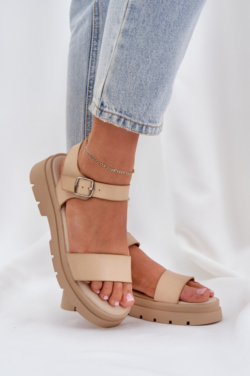 Women's Platform Sandals Beige Evaretha