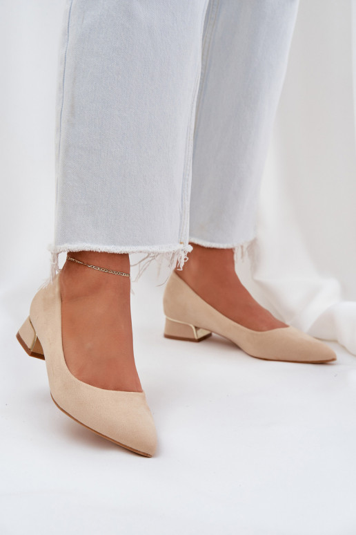 Low Heel Pumps With Pointed Toes Beige Terilara