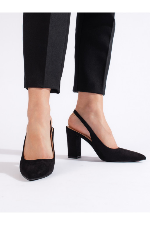 black High heels with an open heel