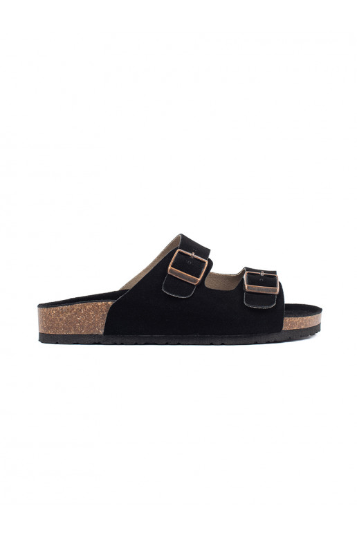 Slippers womens leather black