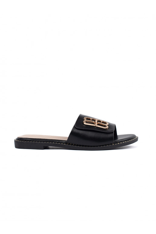 black slippers  womens on a flat sole