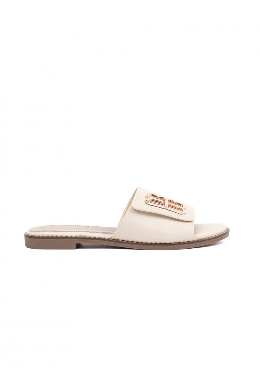 ivory slippers  womens on a flat sole