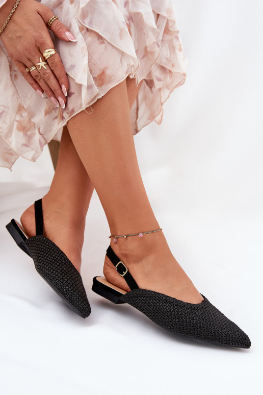 Ballet Flats With Braiding And Pointed Toes Black Hefion