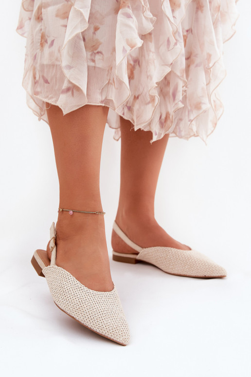 Ballet Flats With Weaving And Pointed Toes Beige Hefion