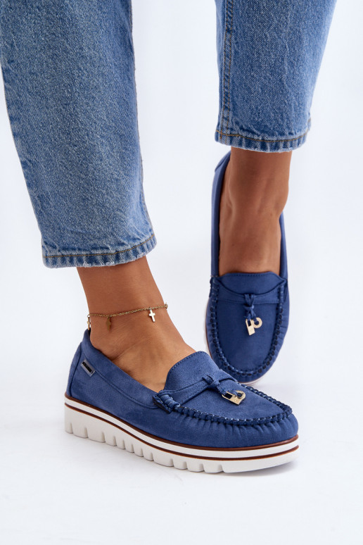 Women's Platform Moccasins Blue Railav