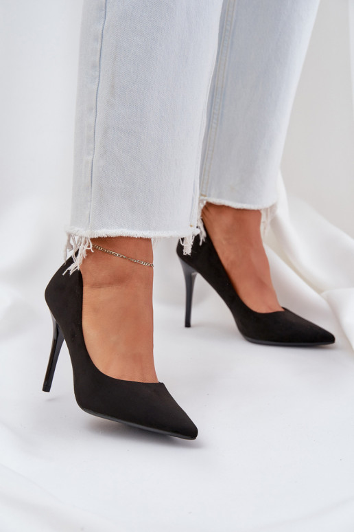 Classic Stiletto Heels From Eco Suede Black Navinda