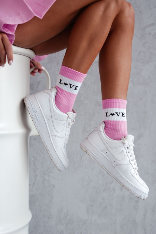 Womens Cotton Socks LOVE Pink