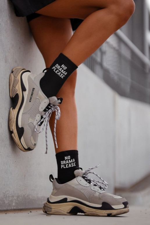 Women's Socks With The Text NO DRAMA PLEASE Black