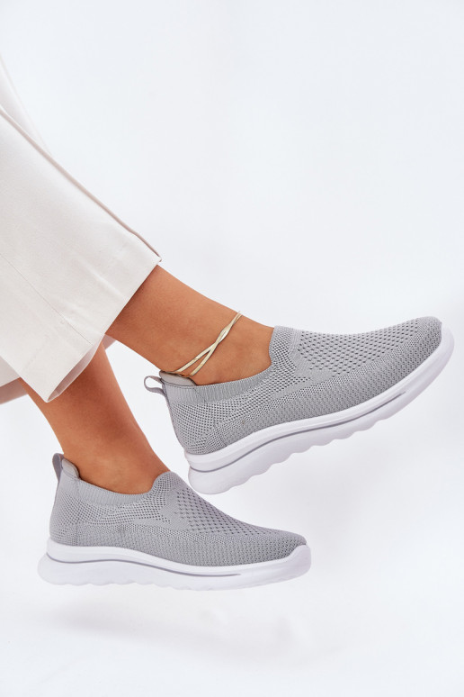 Women's Fabric Slip-On Sneakers Gray Adiora