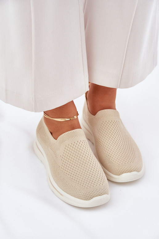 Women Fabric Slip-On Sneakers Beige Adiora