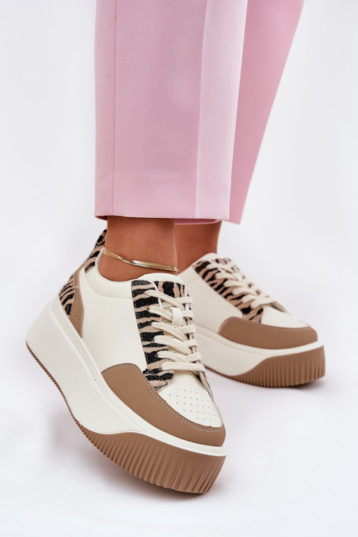 Women's Sneakers on Massive Platform Zebra Beige Tamorniel