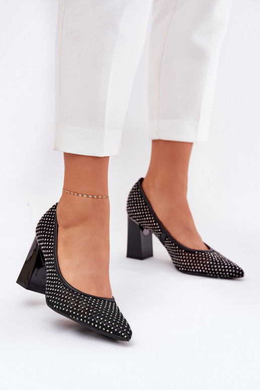 Embellished Mesh Pumps On A Heel Black Vinceza 62211