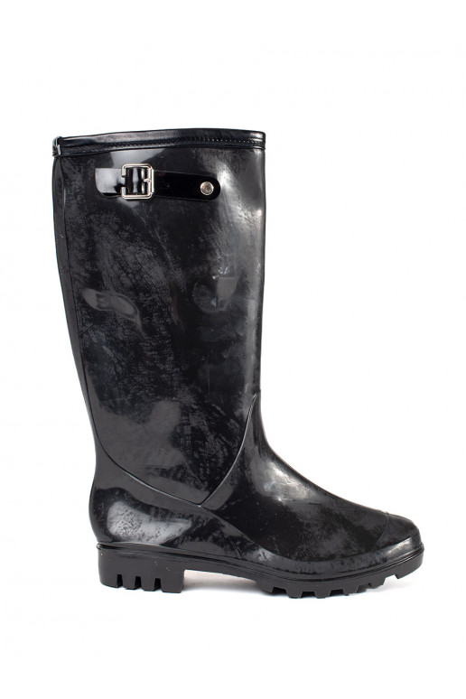 black lacquered rubber boots