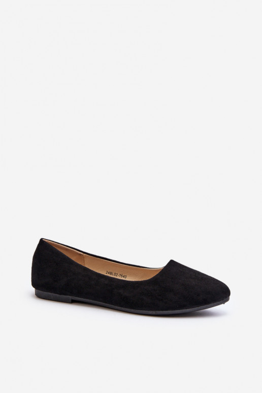 Black Women's Suede Ballerina Flats Kommia