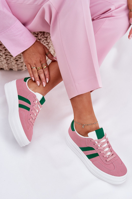 Stylish Women's Sneakers On Platform Pink Silavia