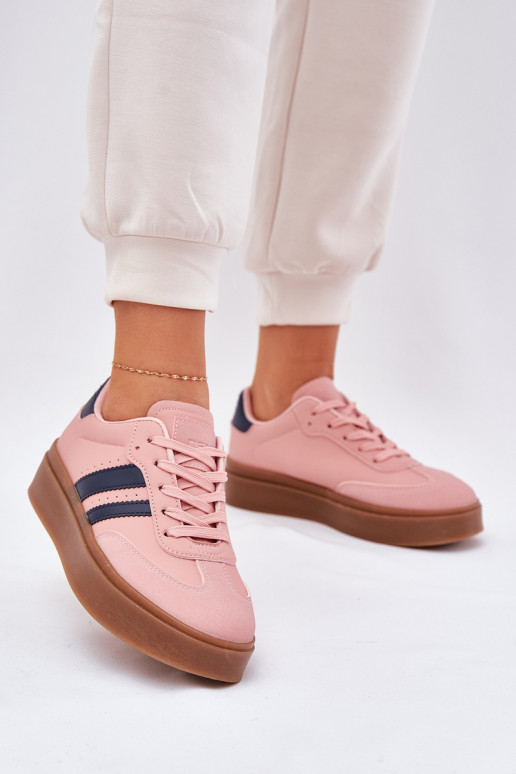 Women's Platform Sneakers Made Of Eco Leather Pink Ediriella