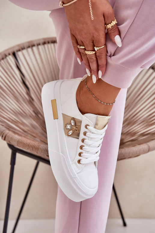 Women's Platform Sneakers With Decorative Detail White Annisae