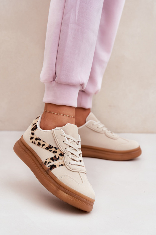 Women Sneakers On Platform Panther Beige Totter