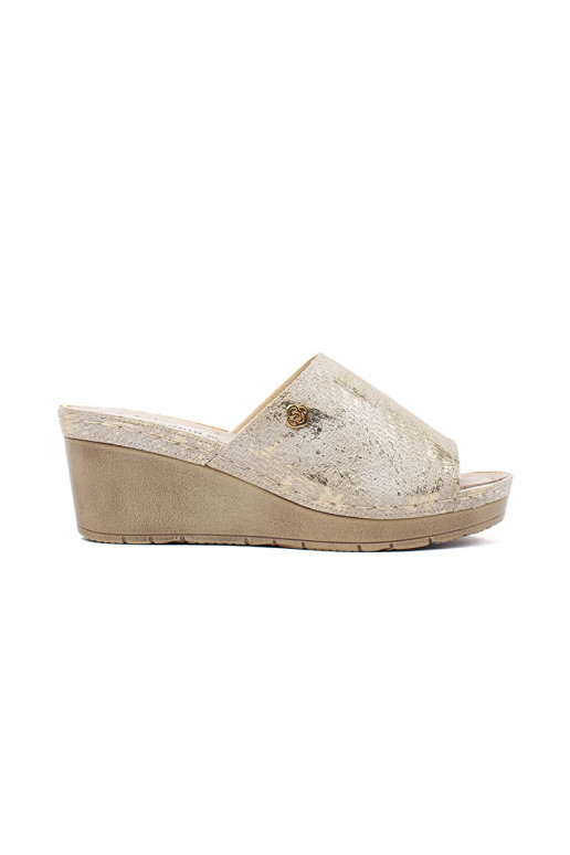 Slippers womens on a wedge taupe