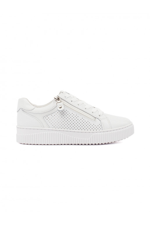 White color Sneakers with platform genuine leather