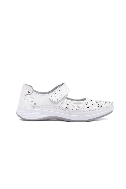 openwork design sandals leather white color