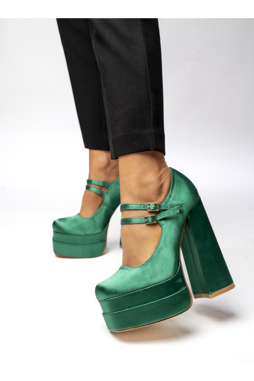 Shoes with platform satin PRANDI GREEN