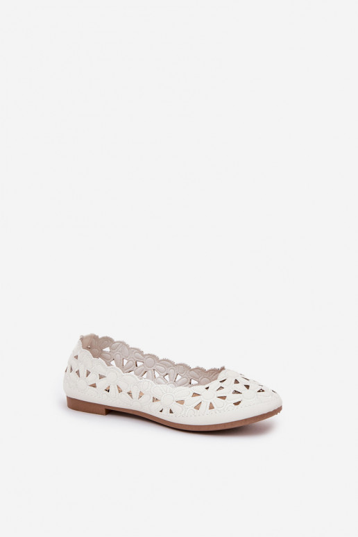 Perforated Children's Ballerinas With Glitter White Zindira