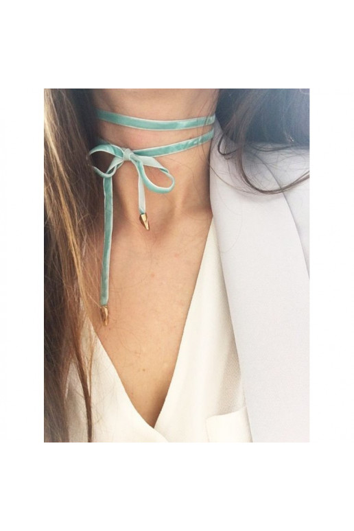Necklace CHOKER VELVET - mint colors N484M
