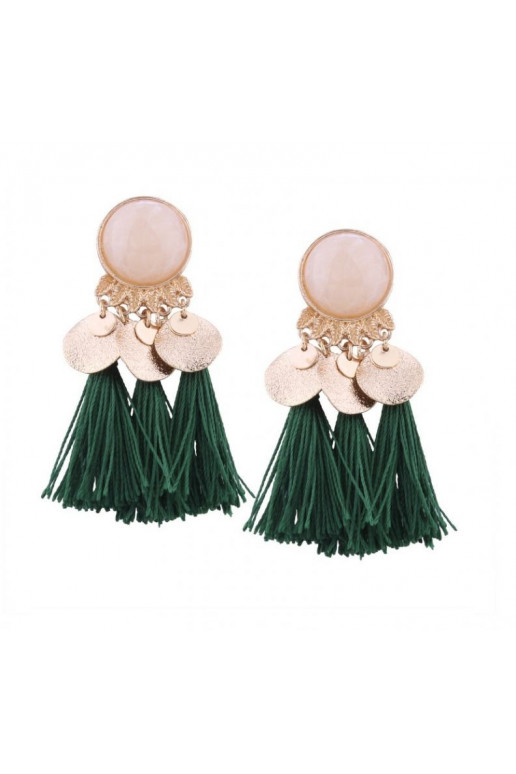 Moss Green Tassel Earrings