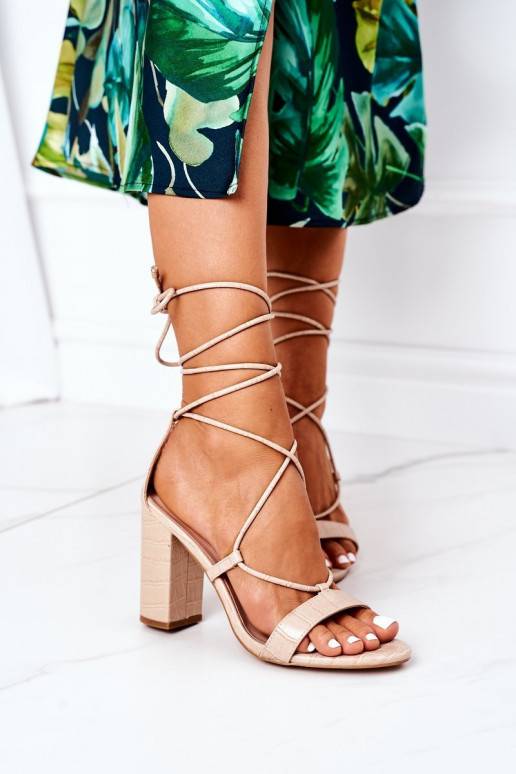 Beige lace up on sale sandals