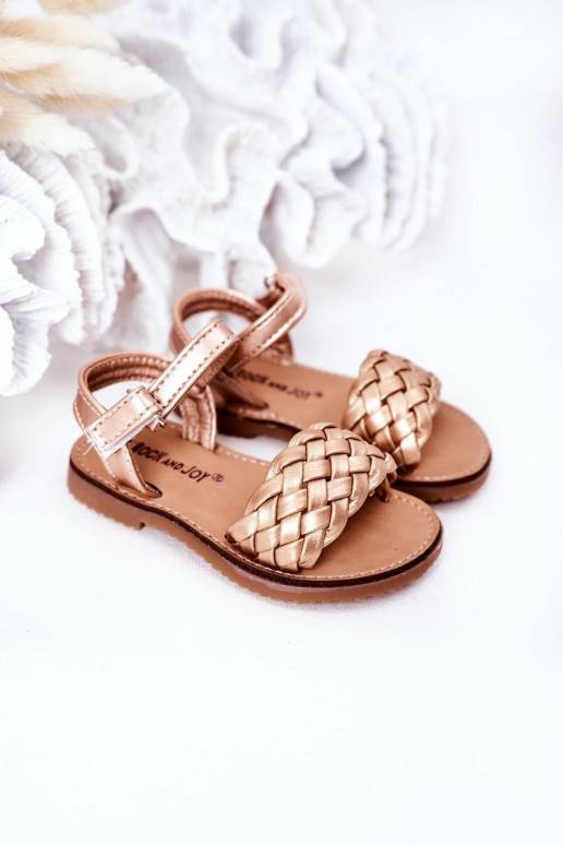 Children s Braided Sandals Rose Gold Bailly