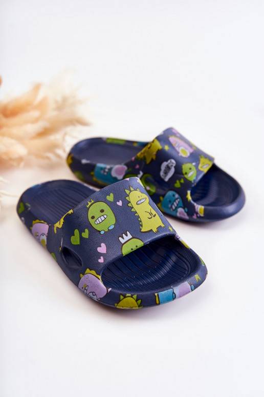 Light Children's Slippers Dinosaurs Navy Astro