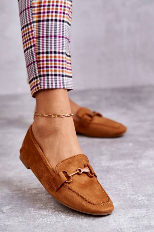 Suede loafers with decoration Camel Santi