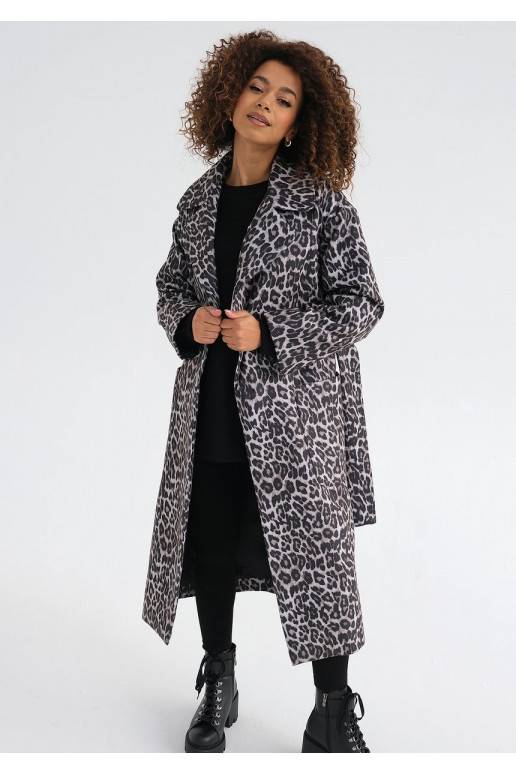 Grey leopard hotsell print coat