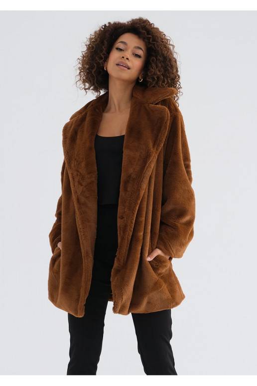 Caramel faux hot sale fur jacket