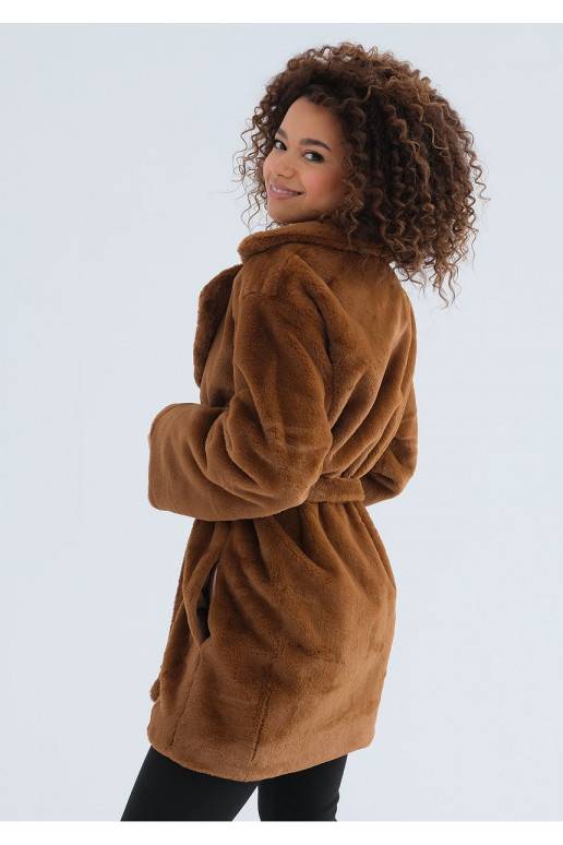 Caramel faux fur outlet coat