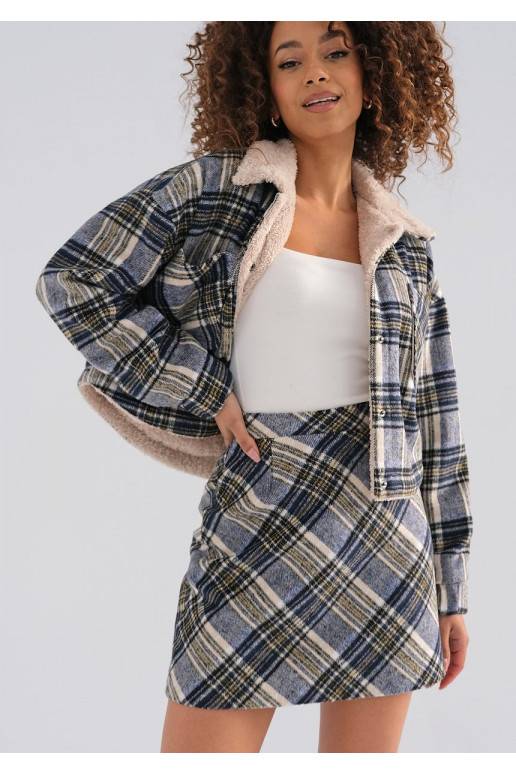 Lisa Blue checked flannel skirt