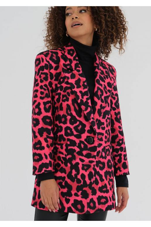 Zura - Pink leopard printed oversize blazer