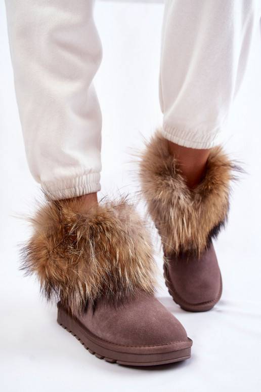 Women's Suede Snow Boots With Fur Grey Alexa