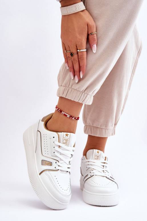 Women's Comfortable Leather Sneakers White Bowen